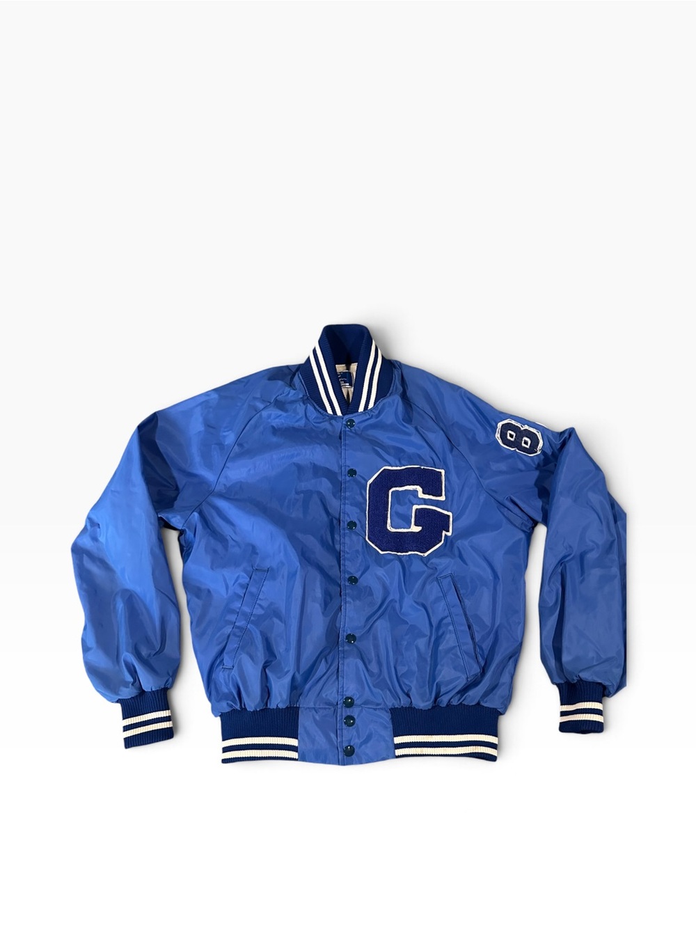 Vintage 80s Champion Royal Blue Satin Varsity Jacket XL